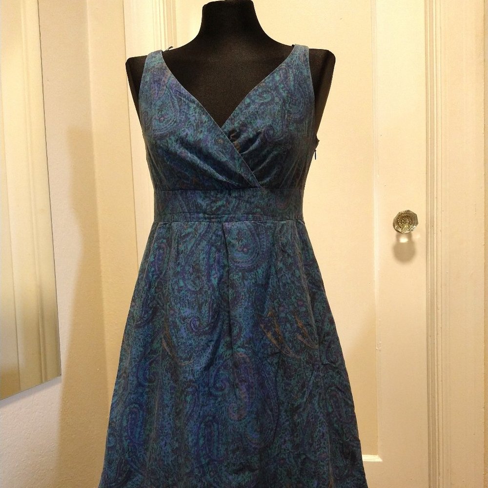 Land's End Dress in Teal Paisley
